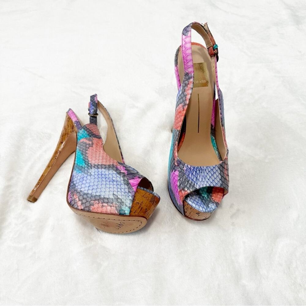 Dolce Vita Colorful Snakeskin Platform Heels strappy pumps size 7 open toe